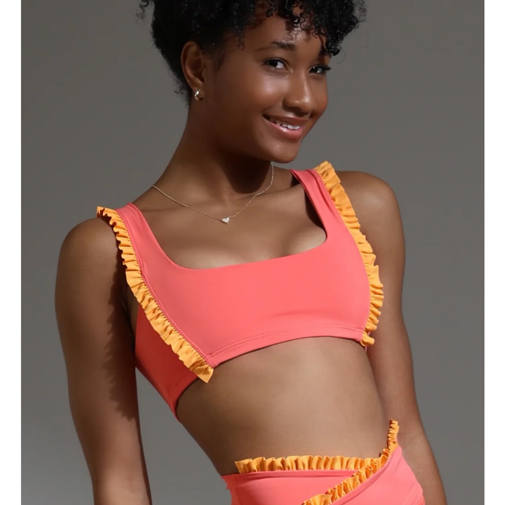 NWT Tiger Friday Dancewear Faye Reversible Crop Top Size Various Color Papaya - Picture 9 of 12